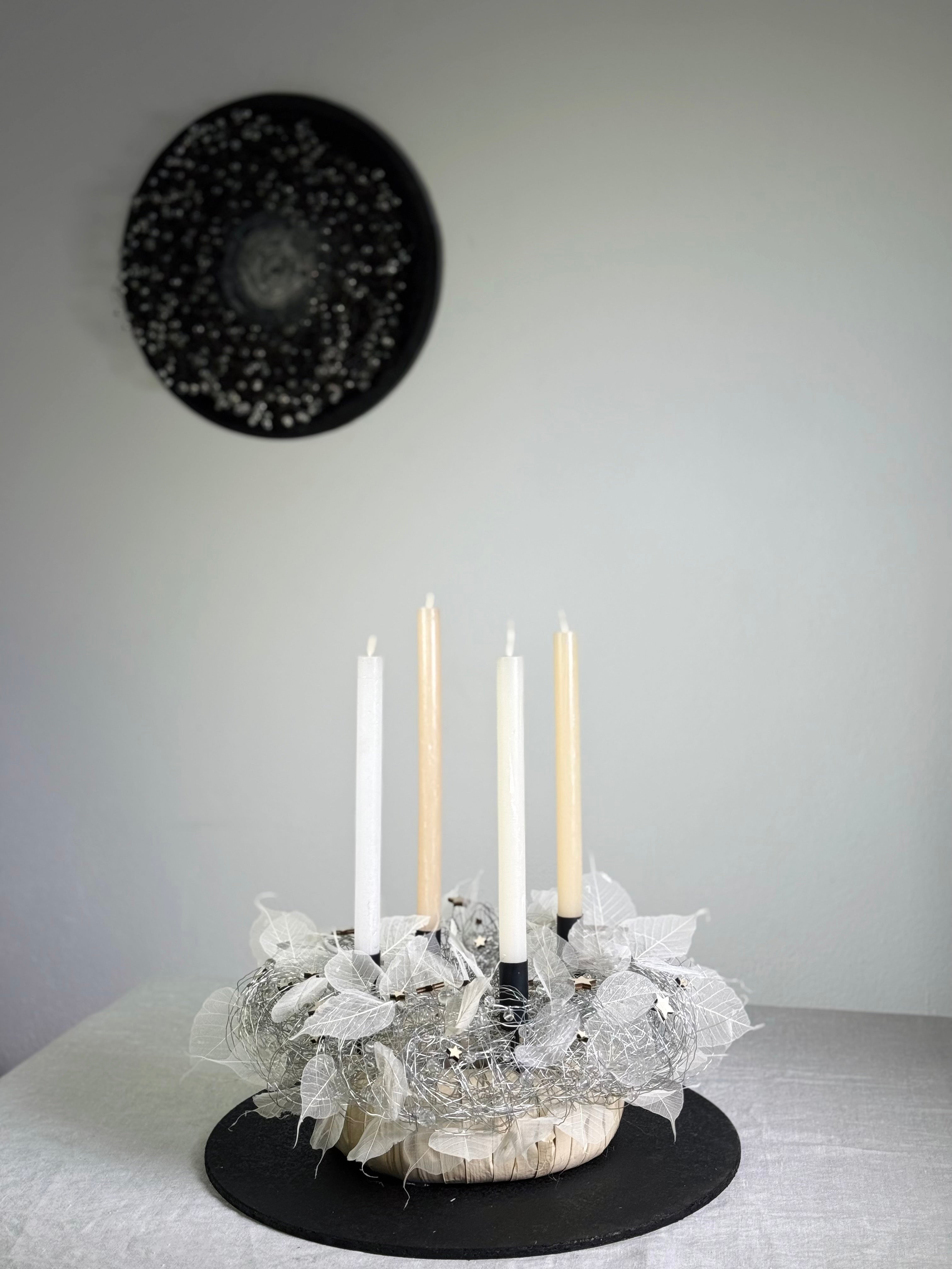 Adventskranz Schneeweiß